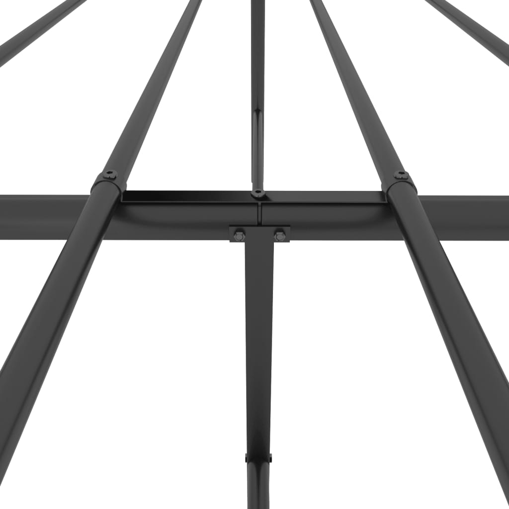 Black metal bed frame with minimalist vertical slat headboards and footboards