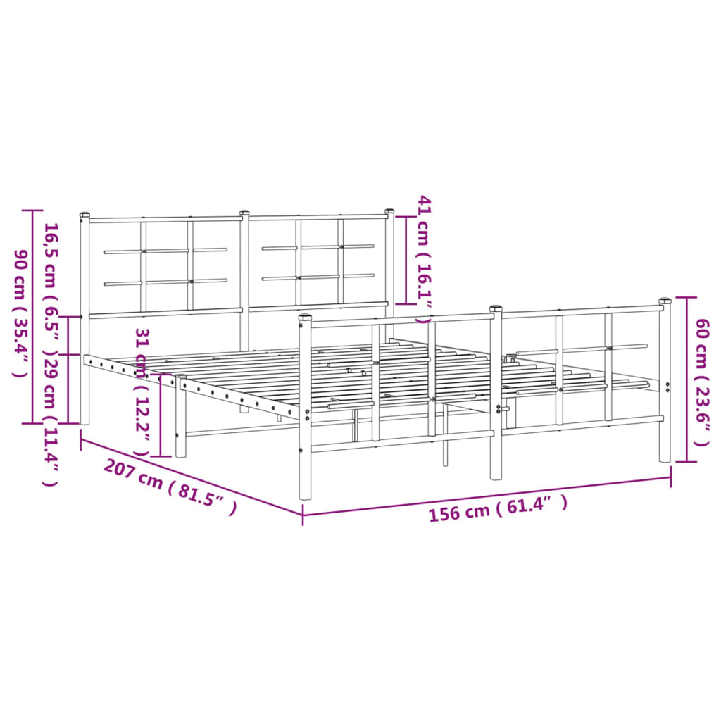 White metal frame bed assembly with screws and washers