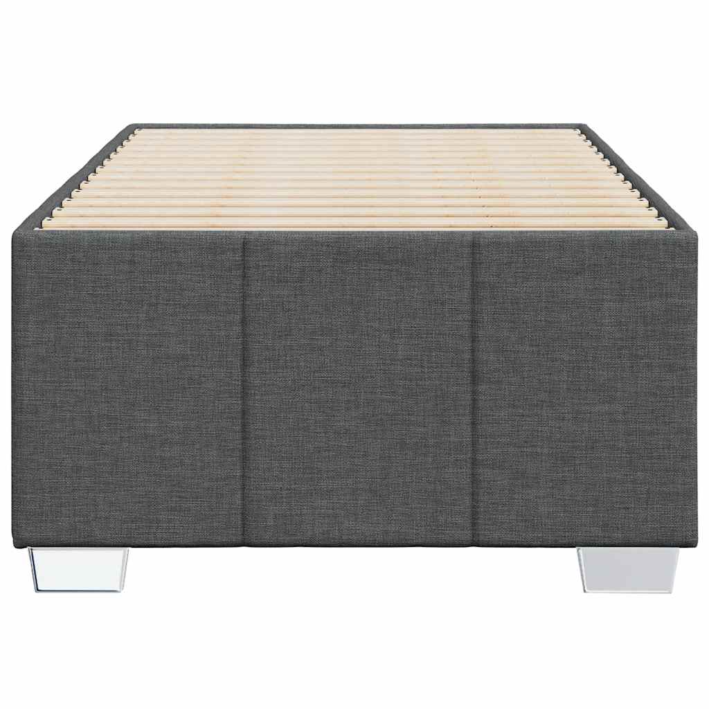 Dark grey upholstered divan bed base with wooden slats