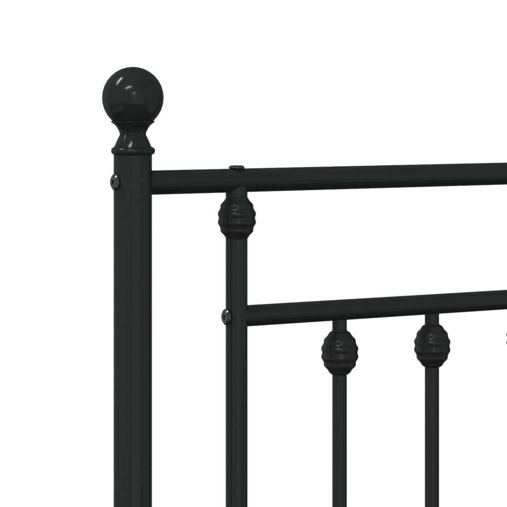 Black metal twin bed frame with decorative headboard