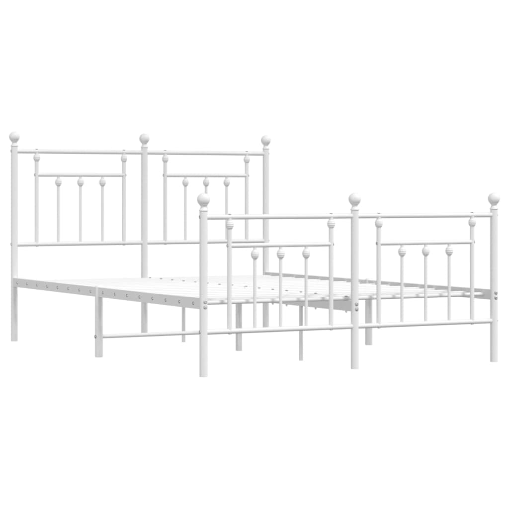 White metal twin bed frame with ornate finial details