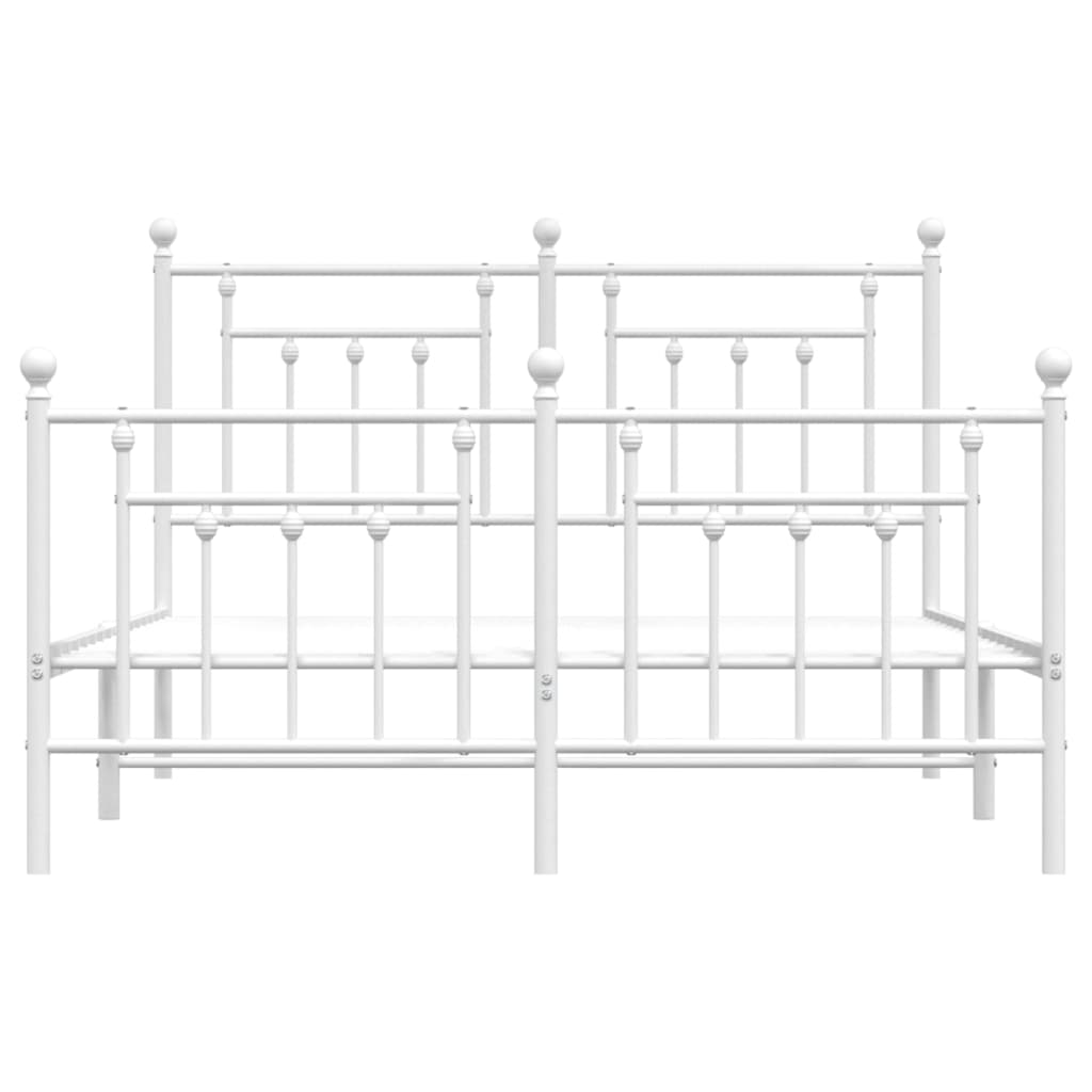 White metal bed frame with mattress classic spindle design