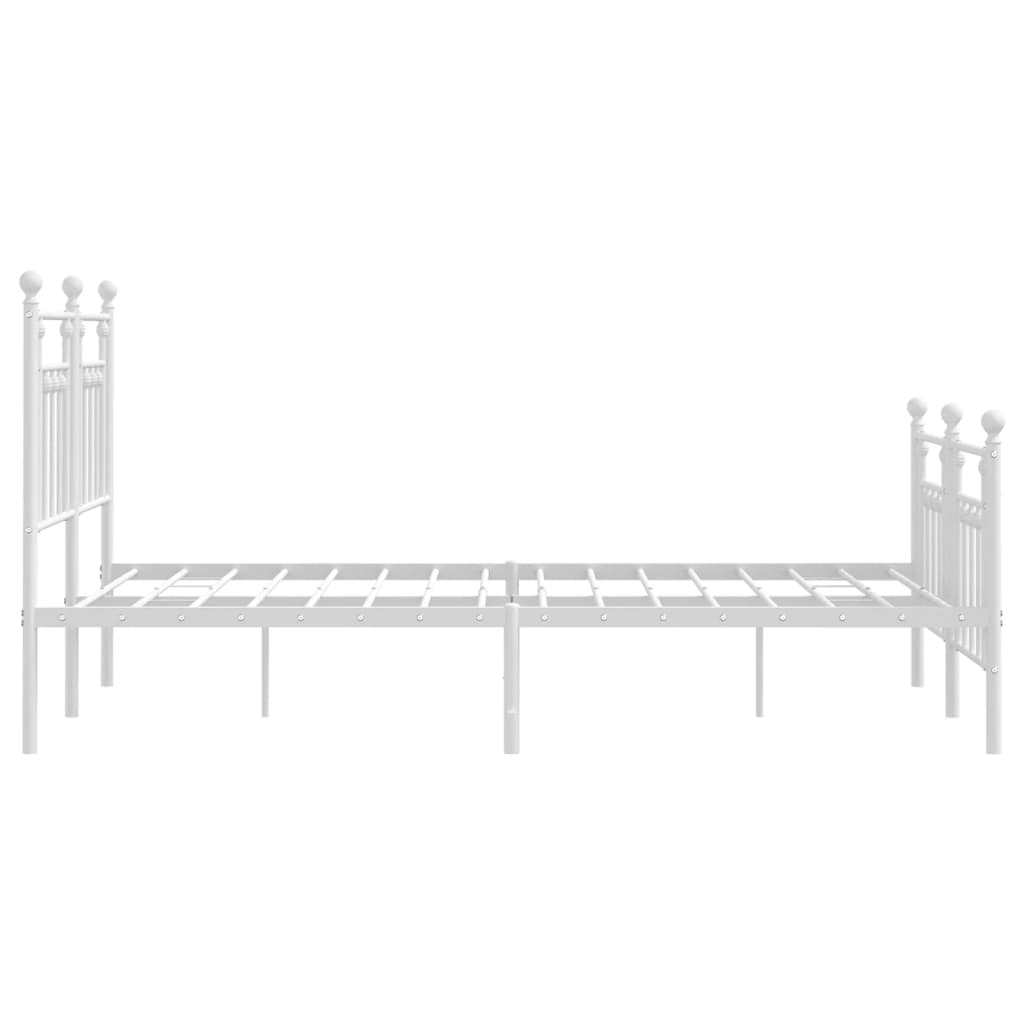 White metal twin bed frame with decorative finials