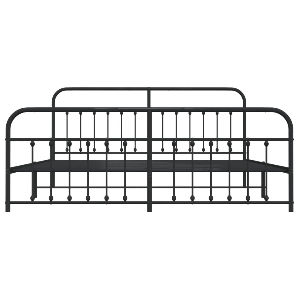 Classic black metal bed frame with rounded headboard and footboard