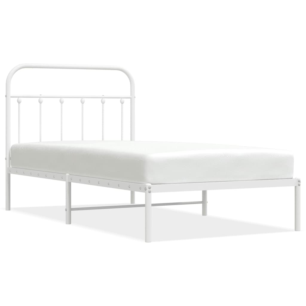 White metal bed frame with headboard dimensions