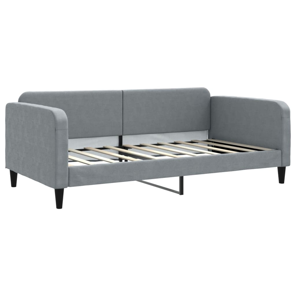 Modern grey sofa frame with detailed dimensions
