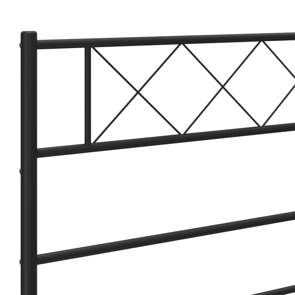 Black metal bed frame with ornamental headboard