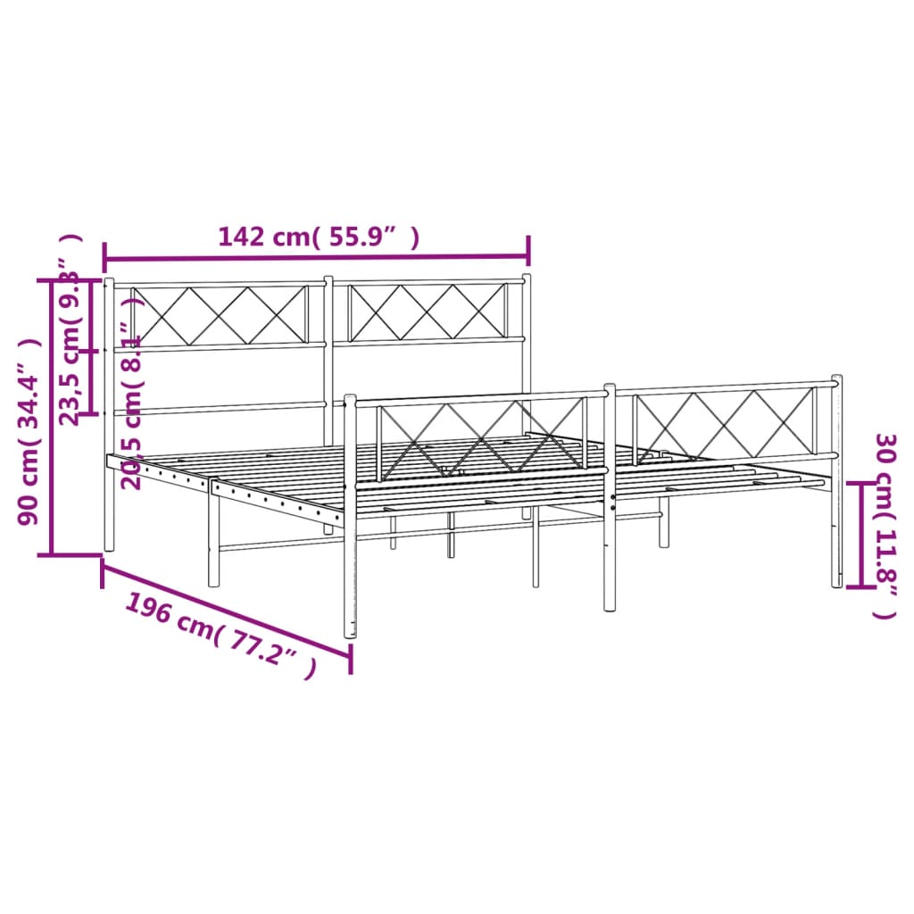 Black metal platform bed frame with diamond pattern headboard