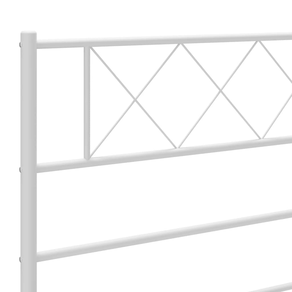 White metal bed frame with decorative headboard