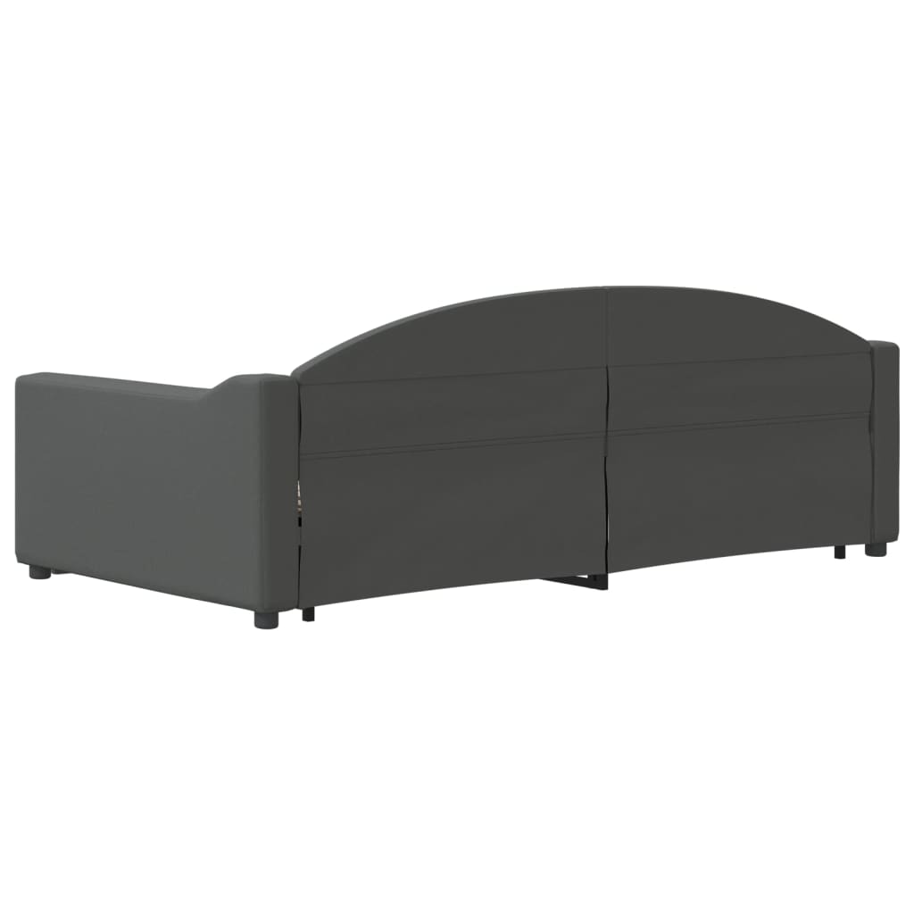 Grey fabric sofa bed with pullout frame extended