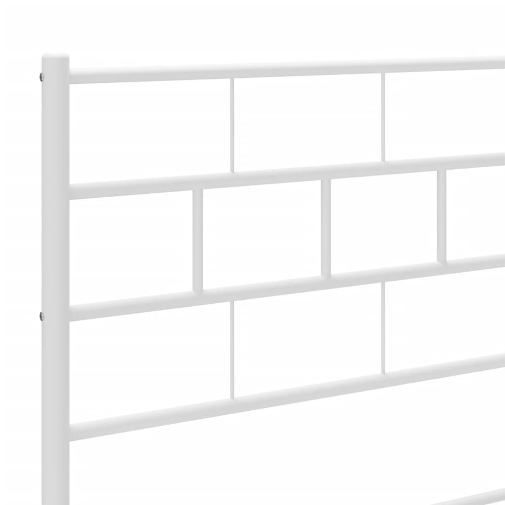 White metal twin bed frame with slatted support