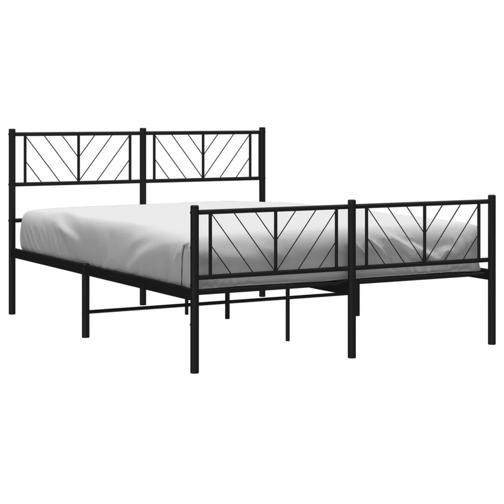 Black metal twin bed frame with geometric headboard and footboard