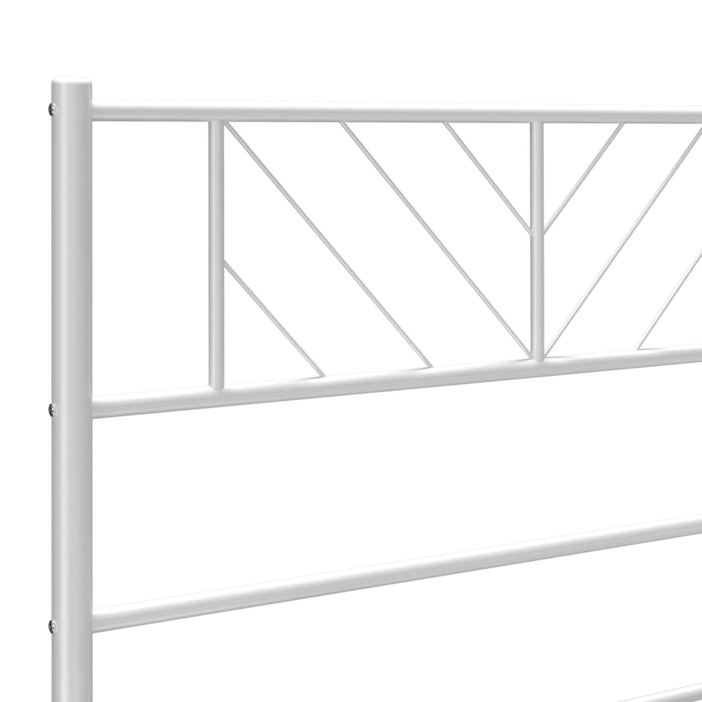 White metal bed frame with a simple headboard design