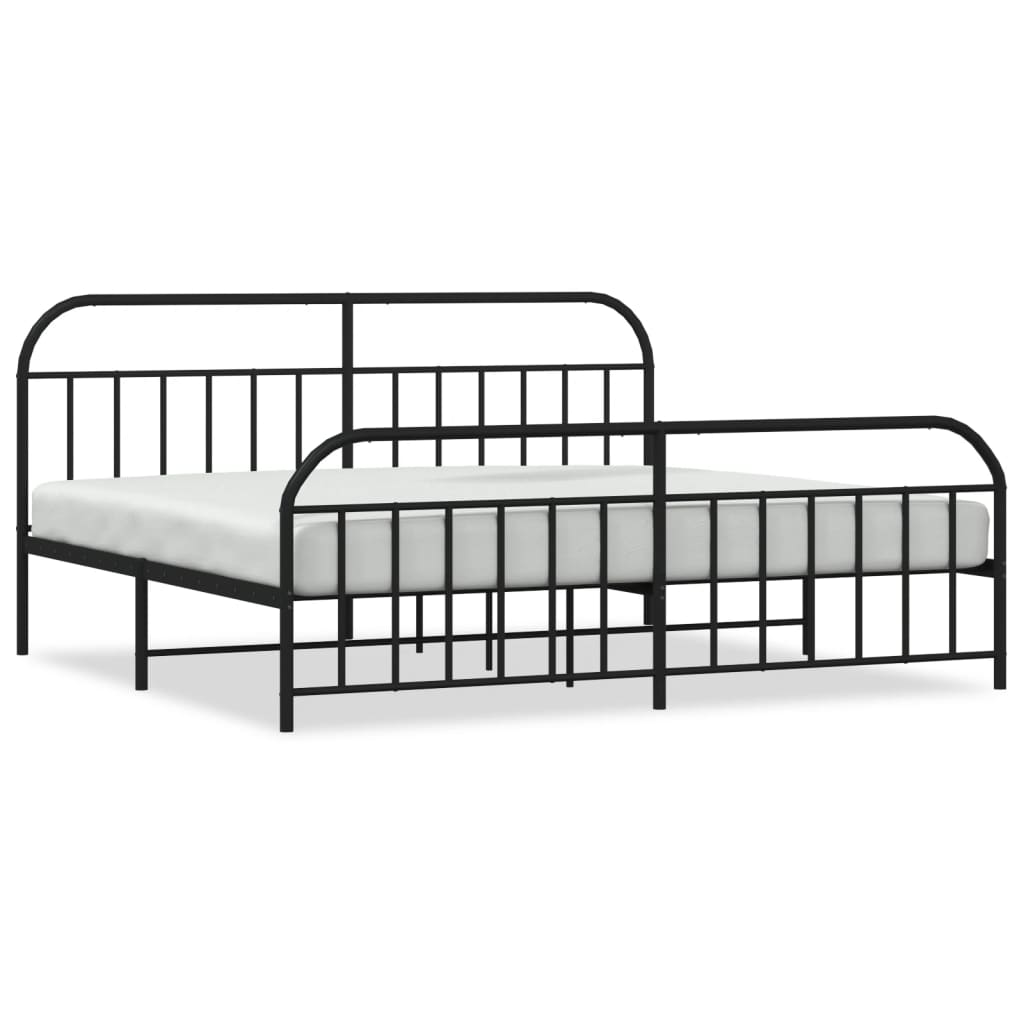 White metal frame bed with detailed dimensions