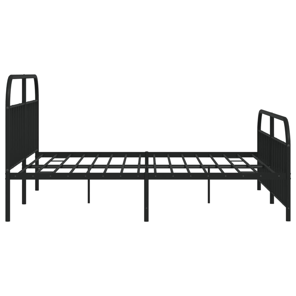 Black metal twin bed frame with arched headboard and footboard