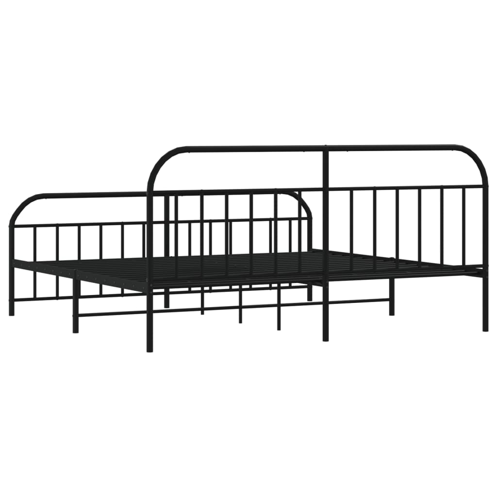Black metal twin bed frame with arched headboard and footboard