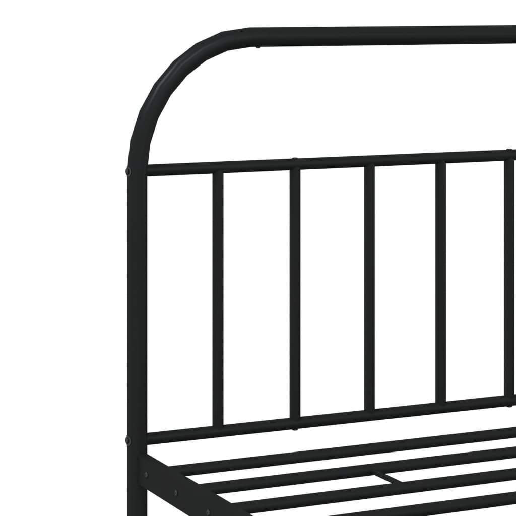 Black metal bed frame with curved headboard and footboard