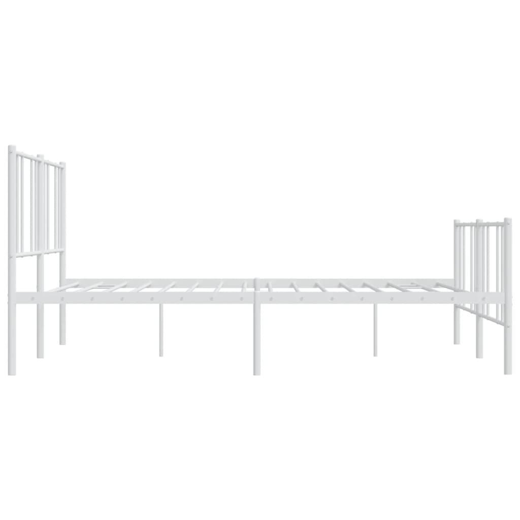 White metal bed frame with a minimalist design