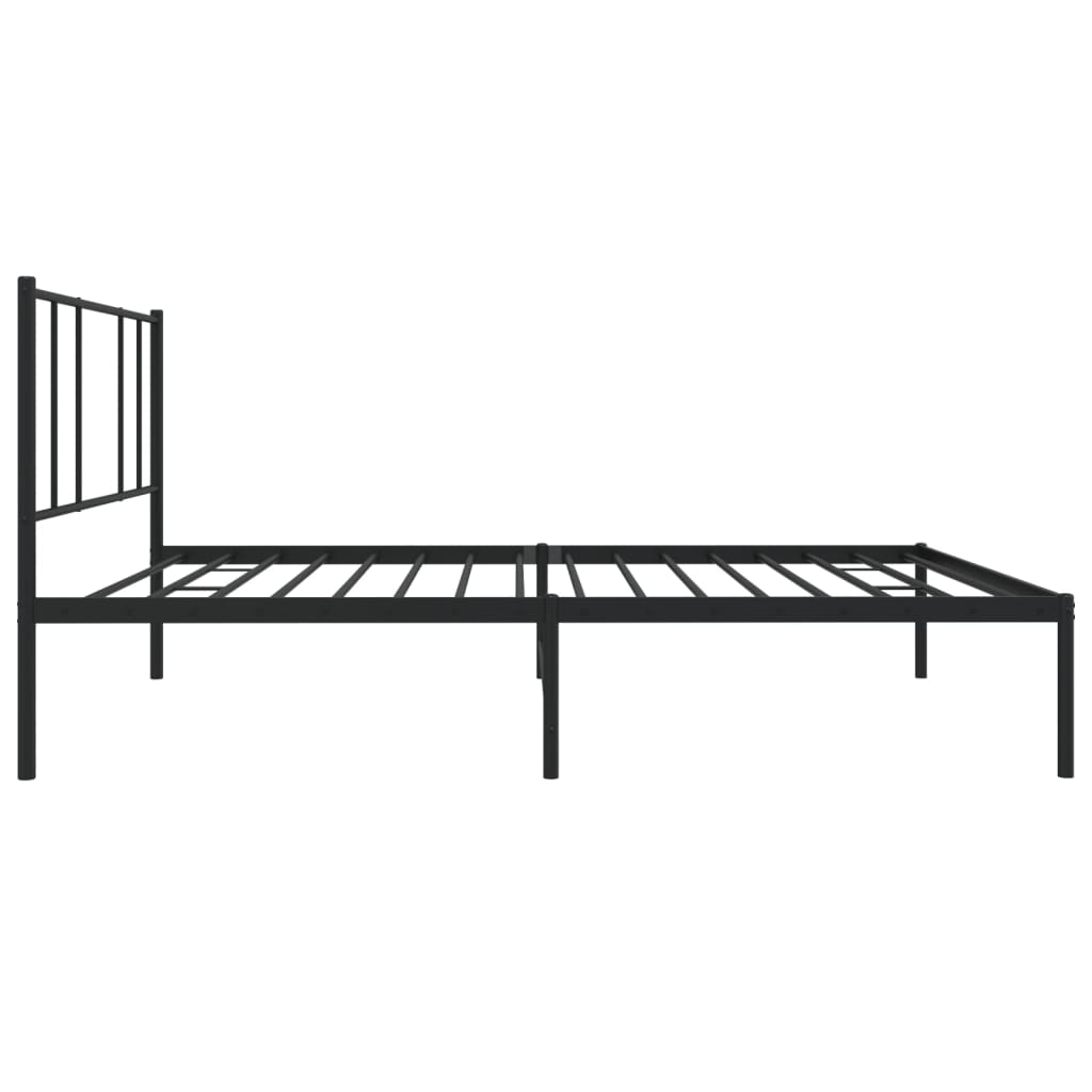 Black metal twin bed frame with minimalist headboard design