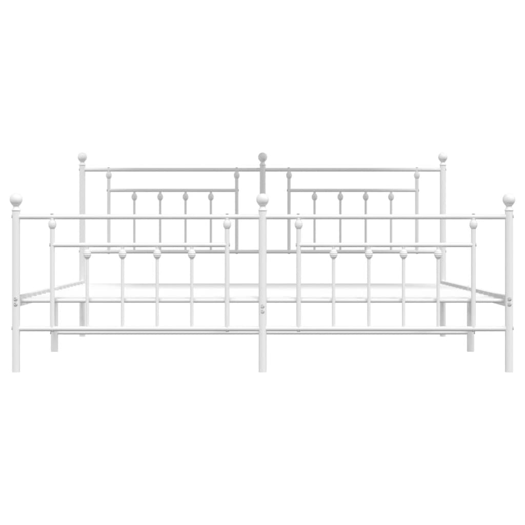Classic white metal twin bed frame with headboard and footboard