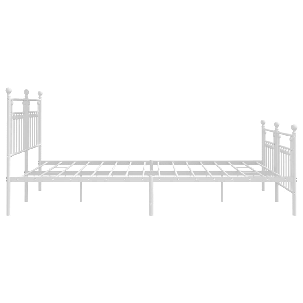 White metal twin bed frame with ornate detailing