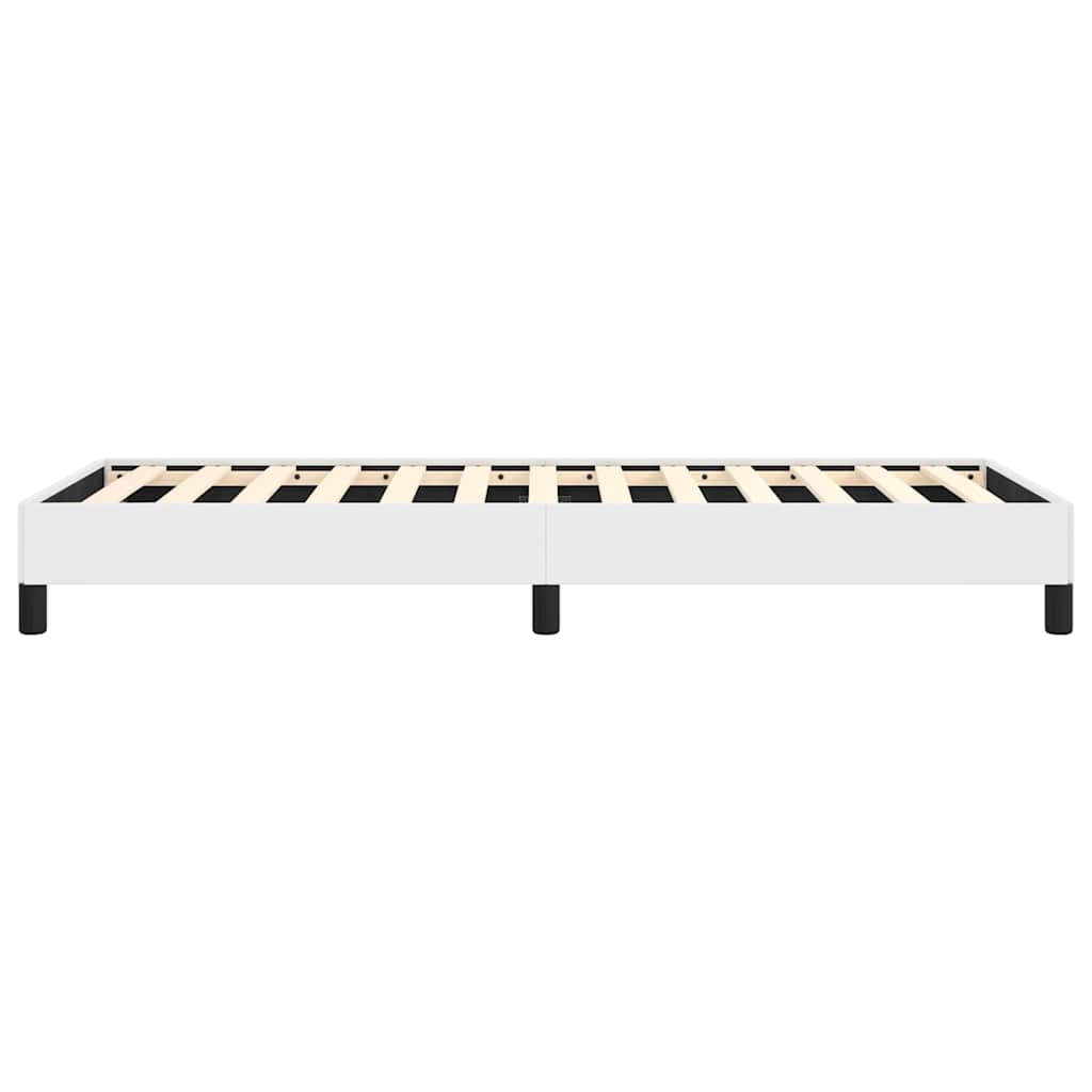 Modern white bed frame with slatted wooden support