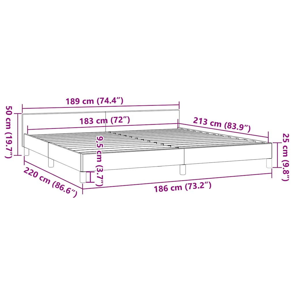Grey upholstered bed frame corner detail with golden metal leg