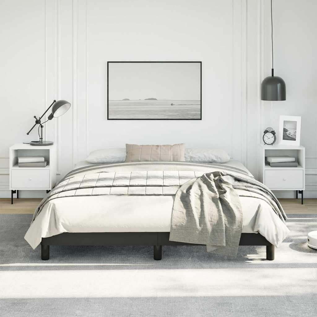Modern metal bed frame in charcoal gray with clean lines