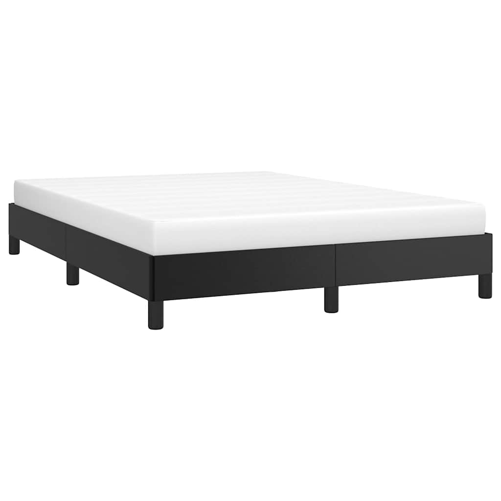Modern black upholstered bed frame with white mattress
