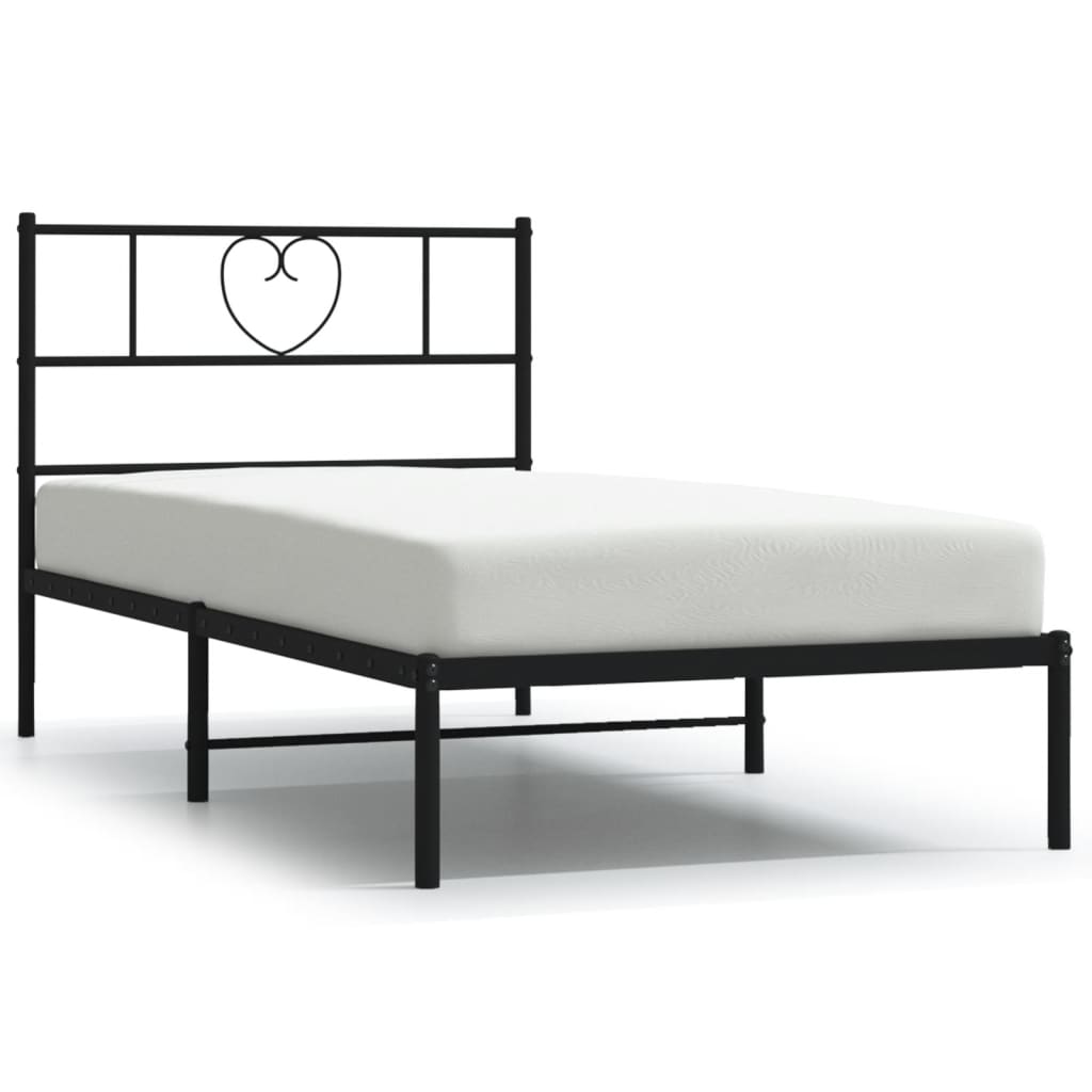 White metal bed frame with heart headboard and dimensions