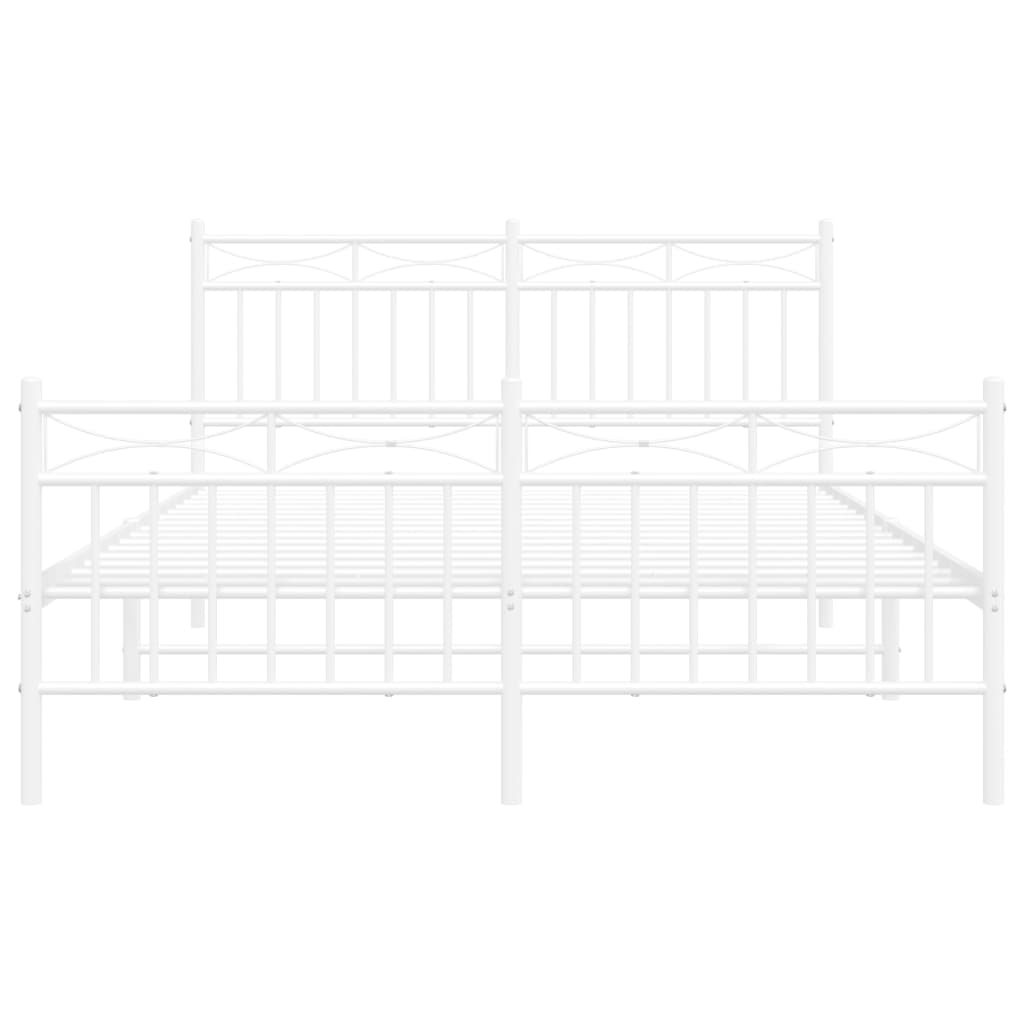 White metal frame bed with mattress