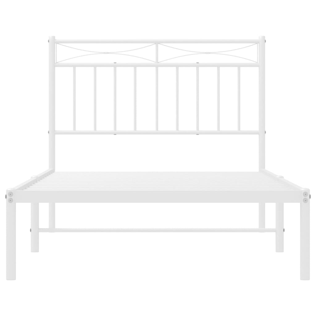 White metal twin bed frame with mattress