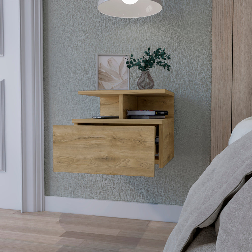 Oakeffect floating nightstand with drawer