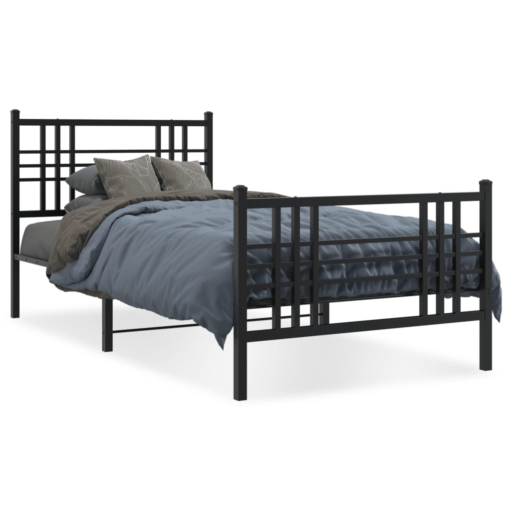 Diagram of a metal frame bed with dimensions