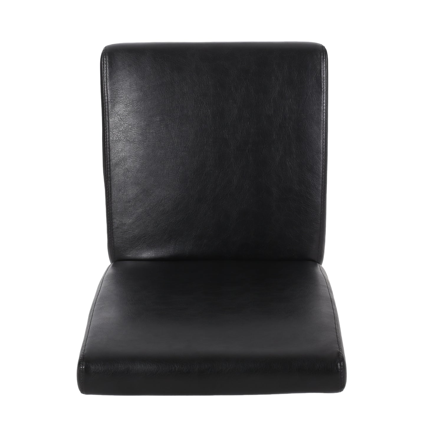 Black leather dining chair with padded seat and back
