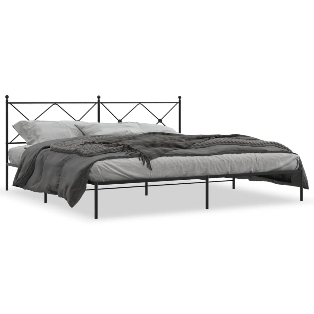 Metal bed frame with a diamond pattern headboard cm width