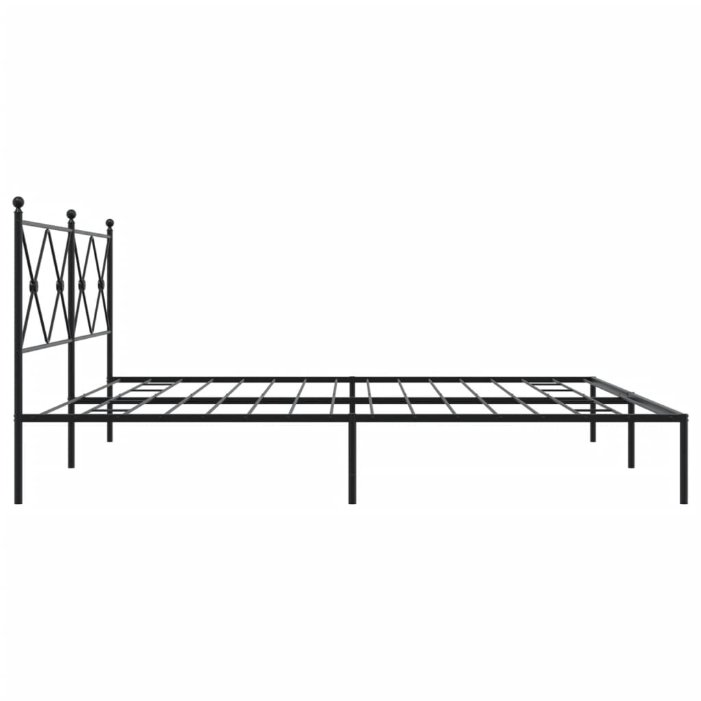 Black metal bed frame with diamondshaped headboard detail