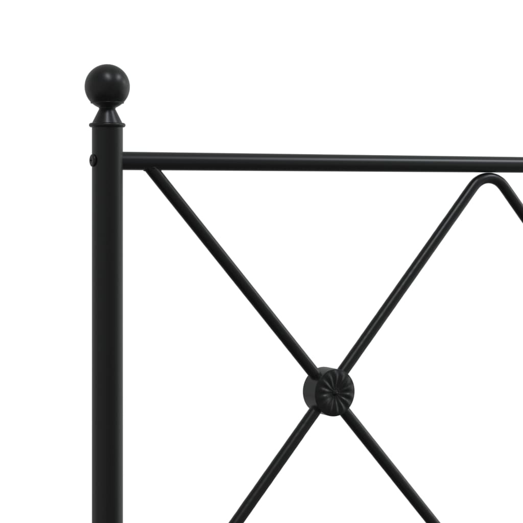 Black metal bed frame with diamondshaped headboard detail
