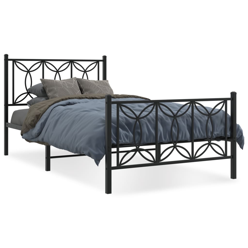 Metal bed frame with ornate scrollwork headboard and footboard cm width