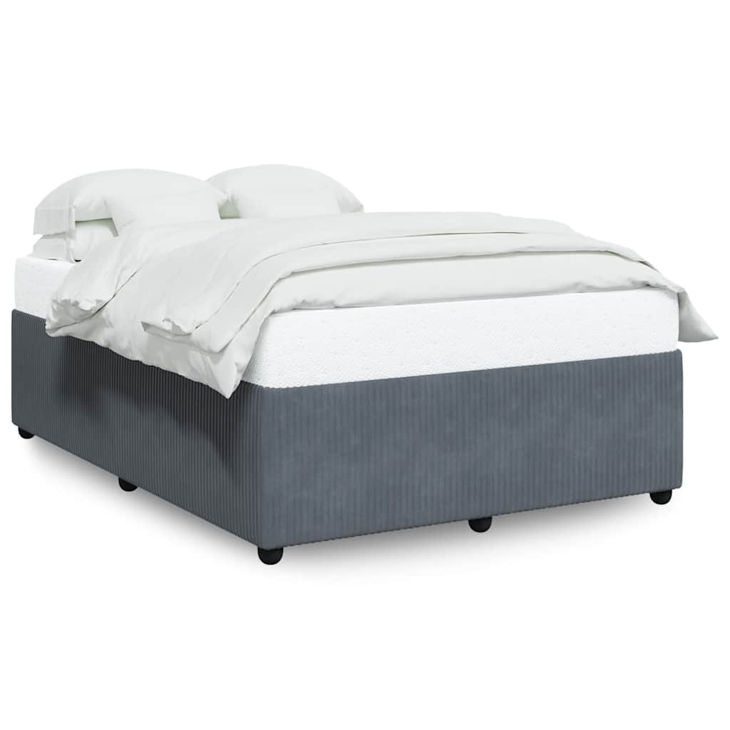 Upholstered bed frame with integrated storage showing dimensions of cm x cm x cm