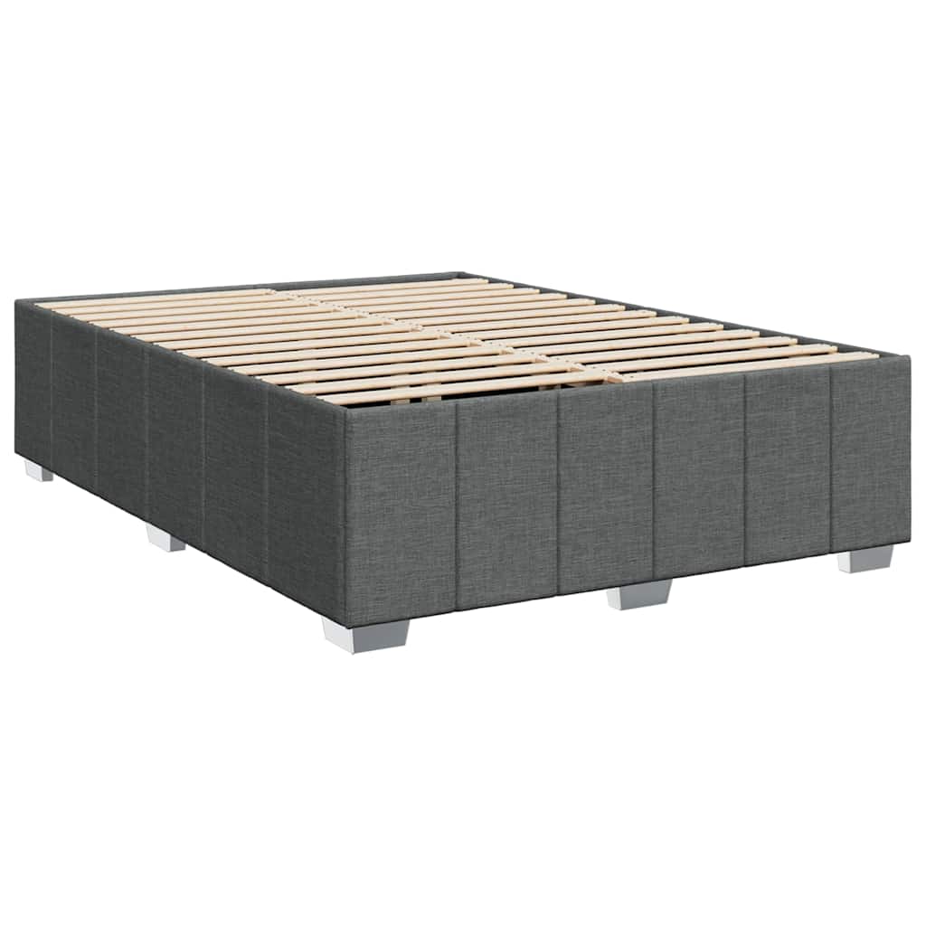 upholstered divan bed base in dark grey fabric with white mattress