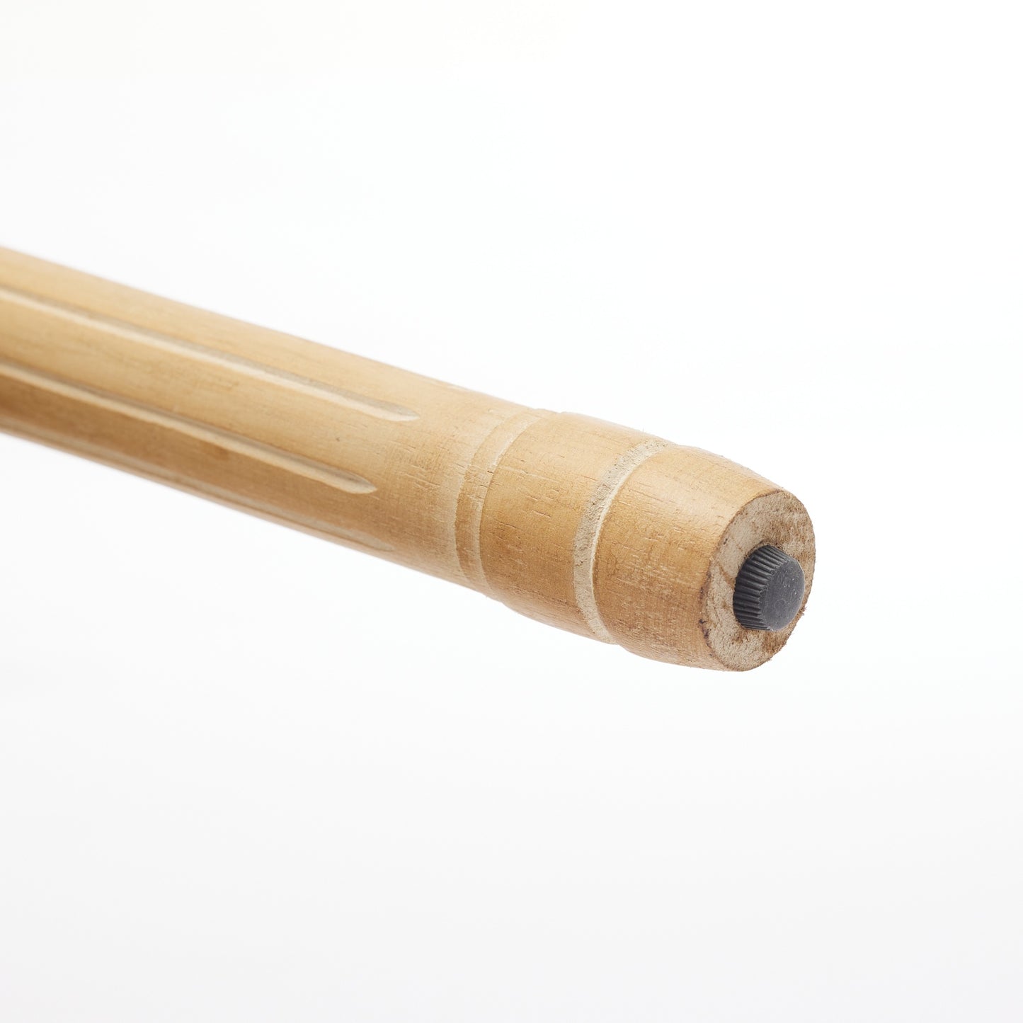 Natural bamboo handle with ribbed grip detail and end cap