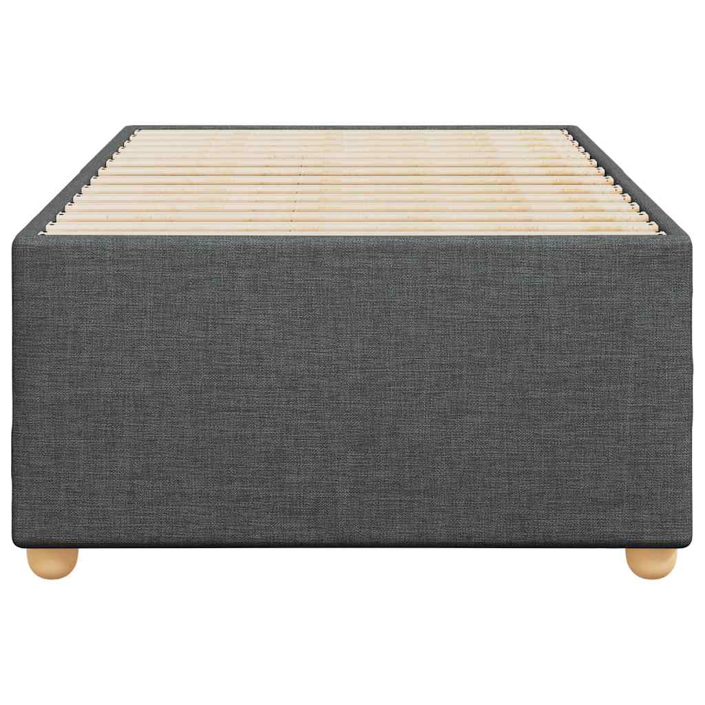 Dark grey fabric divan bed base with wooden slats