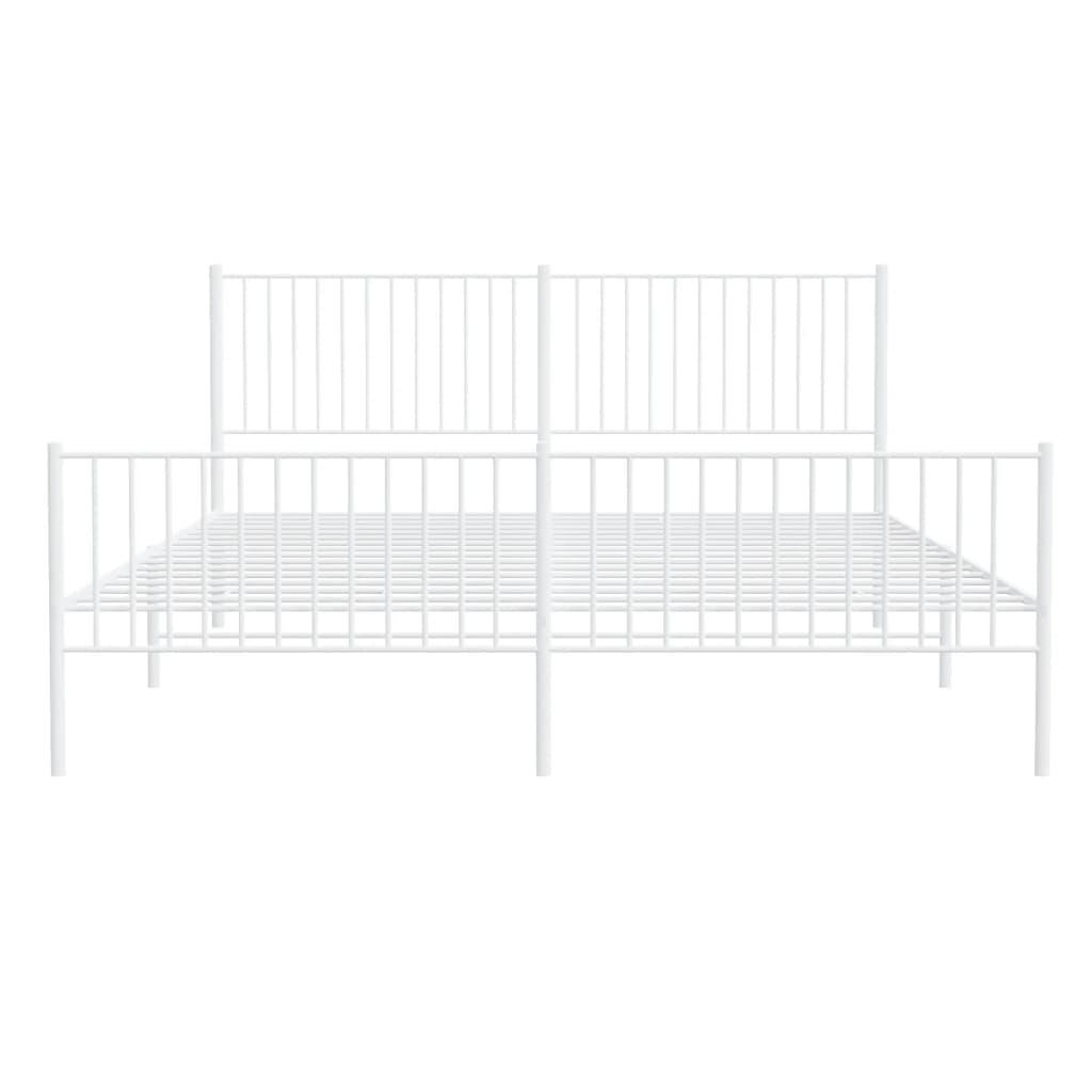 White metal twin bed frame with slatted support