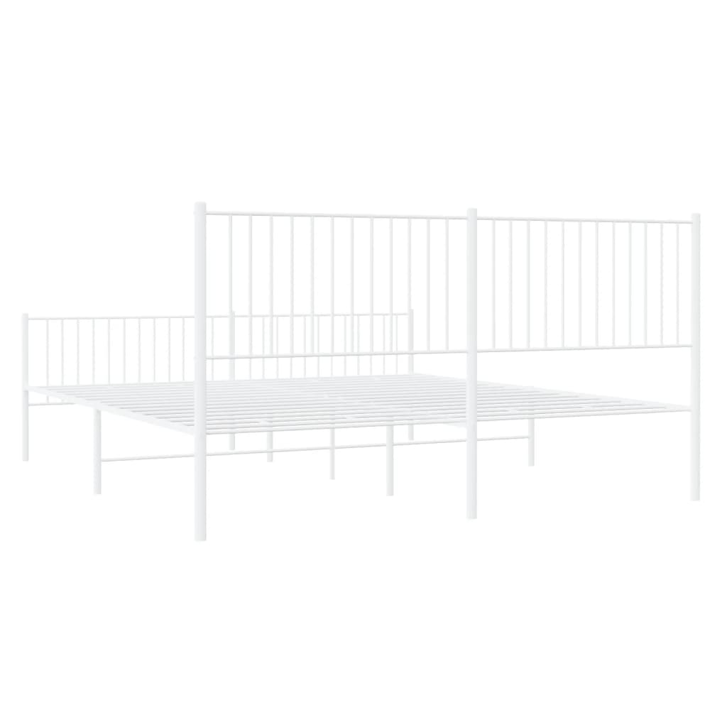 White metal twin bed frame with slatted support