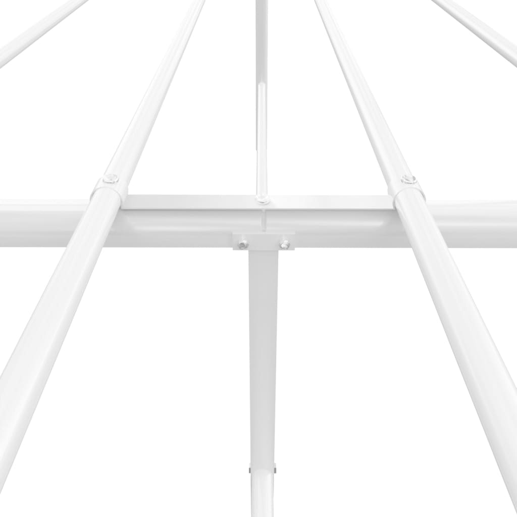 White metal bed frame with slatted support