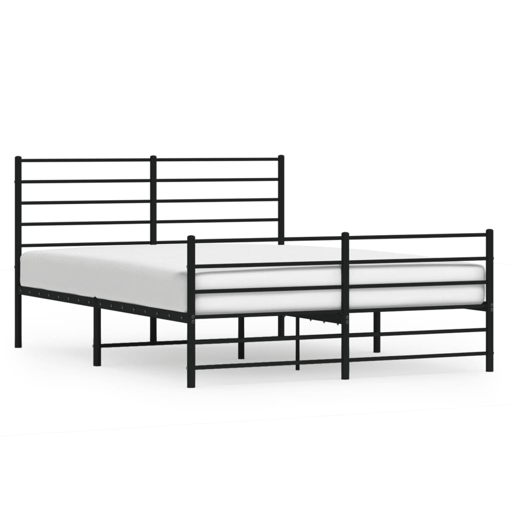 Line drawing of a white metal bed frame with horizontal slats and dimensional measurements