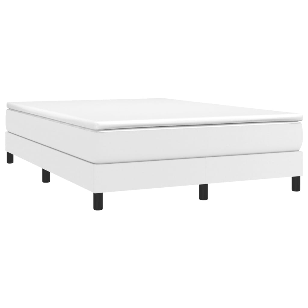 Modern white upholstered divan bed base with black legs