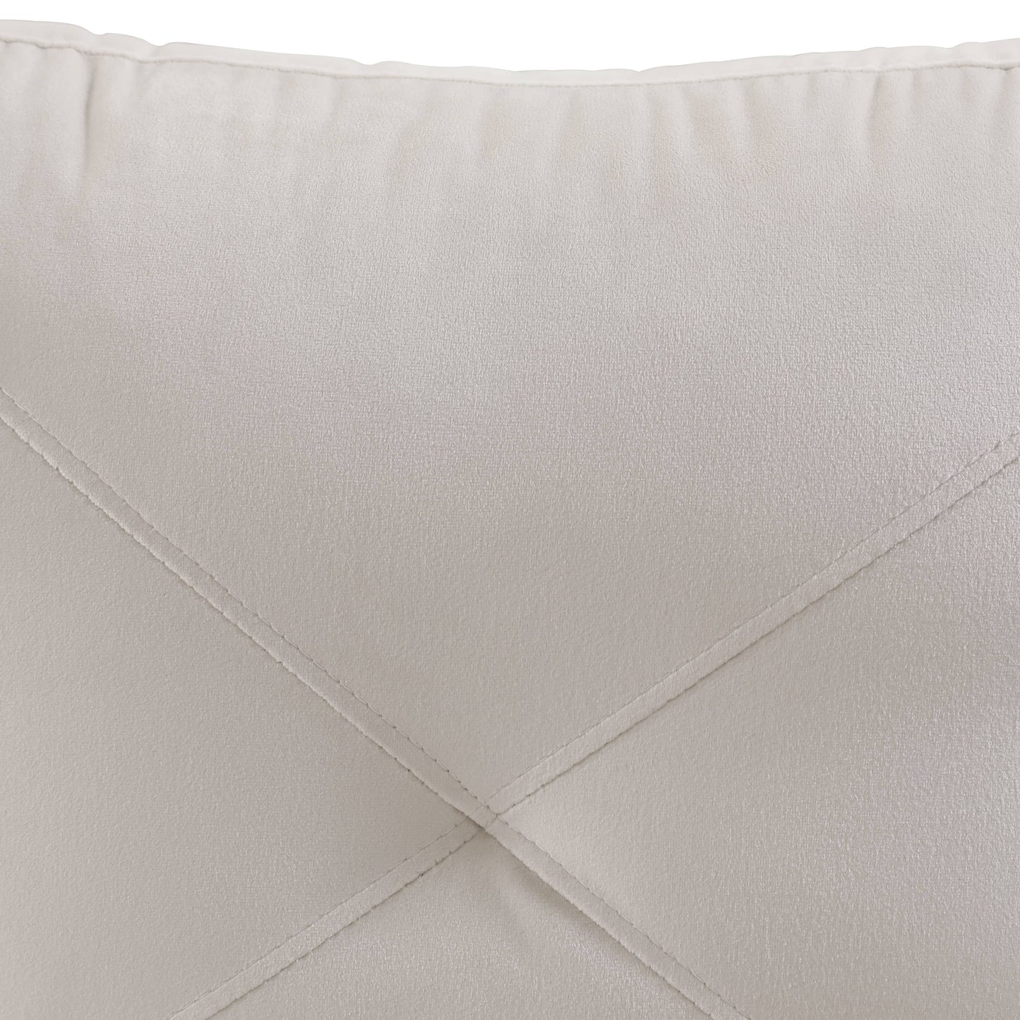Offwhite velvet cushion with subtle diamond stitching detail