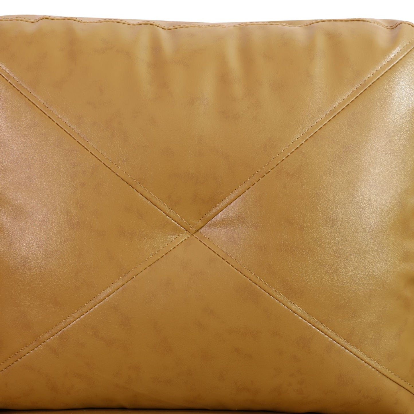 Brown faux leather accent pillow with diamond stitching